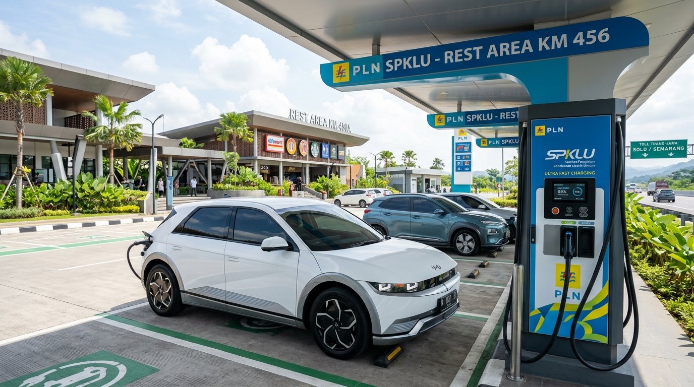 Daftar SPKLU di Rest Area Tol Trans Jawa: Lokasi KM Jalur A, Jalur B, dan Panduan Fast Charging